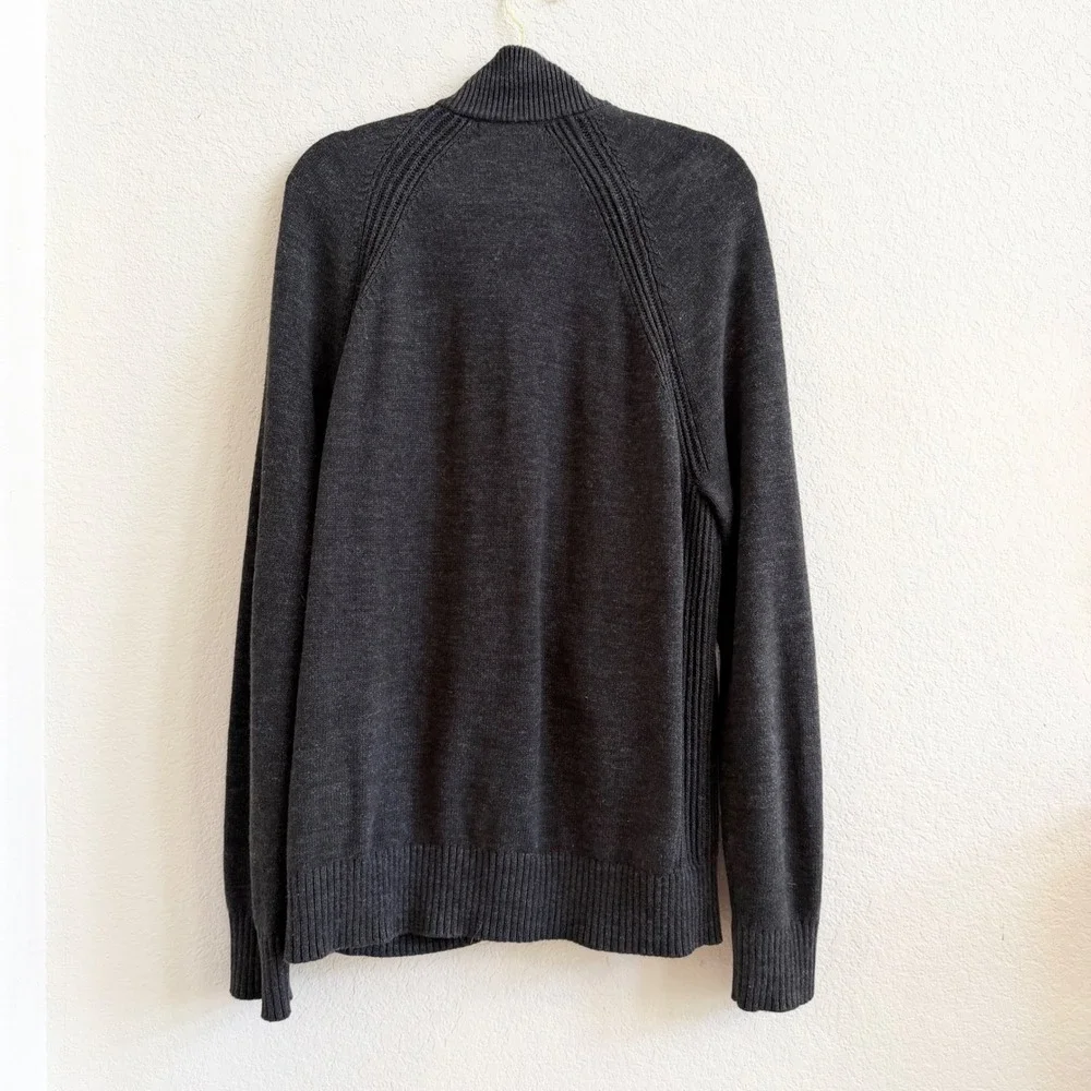 Banana Republic Mens Organic Cotton Cardigan Sweater Charcoal Gray Large‎